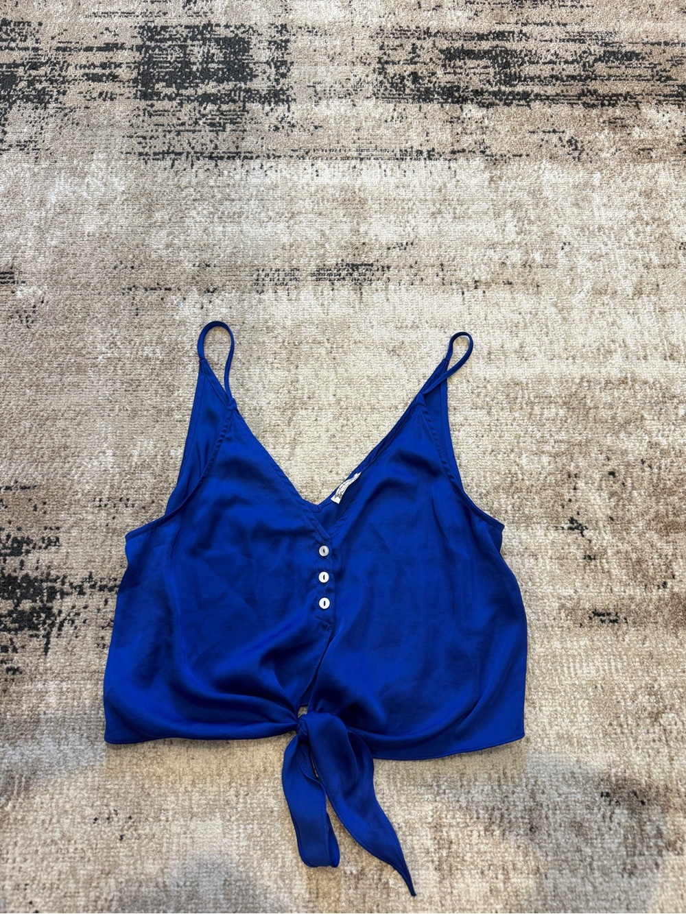 Free People Cobalt Blue Tie-Front V-Neck Top